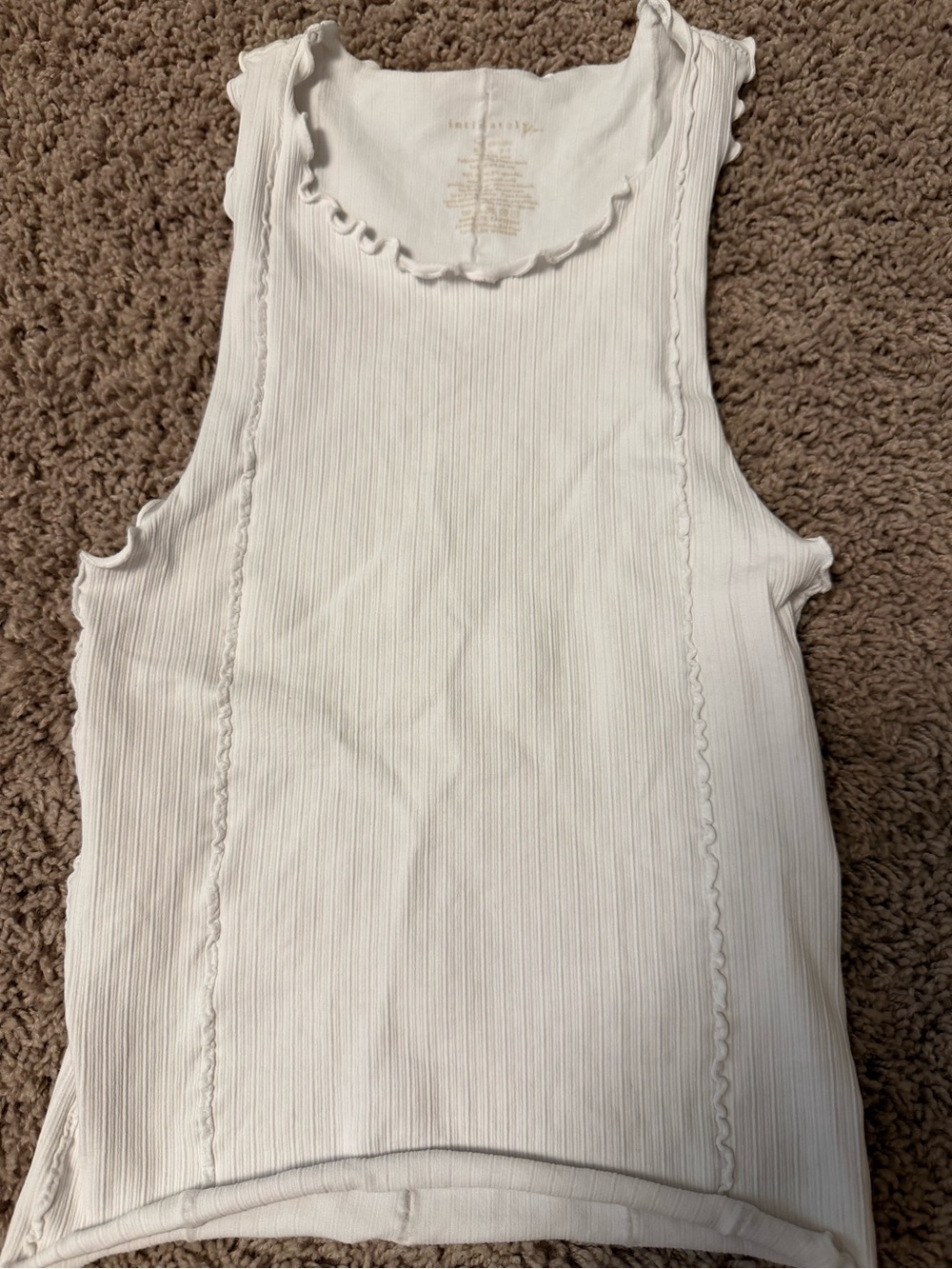 Women’s White Ribbed Tank Top with Lettuce Edge. Intimately by Free People.